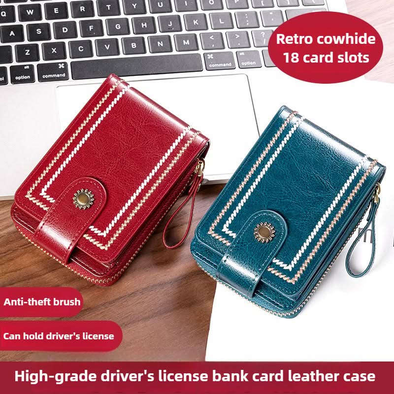 Women's Leather Driver's License Holder Multi-card ID Card Holder Bank Card Holder