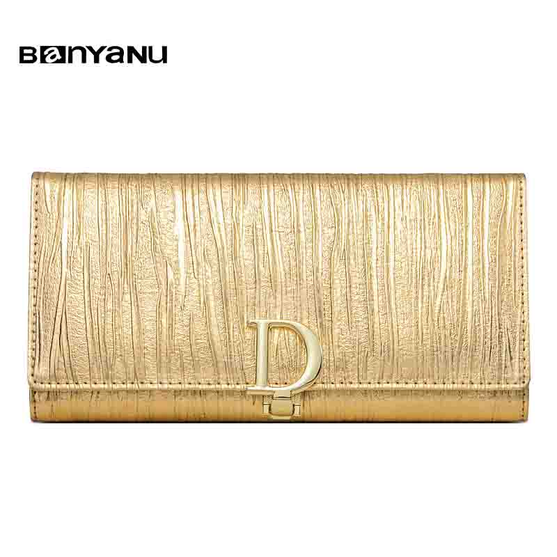 Ladies Anti-theft Brush Multi-Card Wallet, Multi-Functional Wallet, D-Buckle Genuine Leather Wallet!