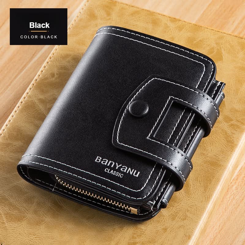 Men's and women's short cowhide wallet driver's license card bag all-in-one money clip