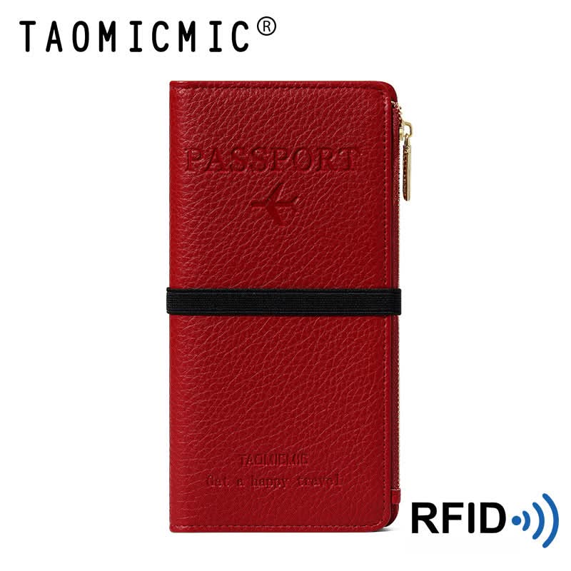Multi-functional ID organizer passport case Multi-card zipper anti-theft brush wallet coin purse