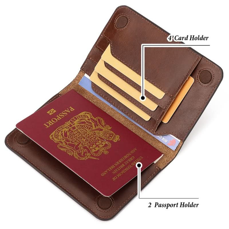 Cowhide passport case premium leather document organizer travel passport holster