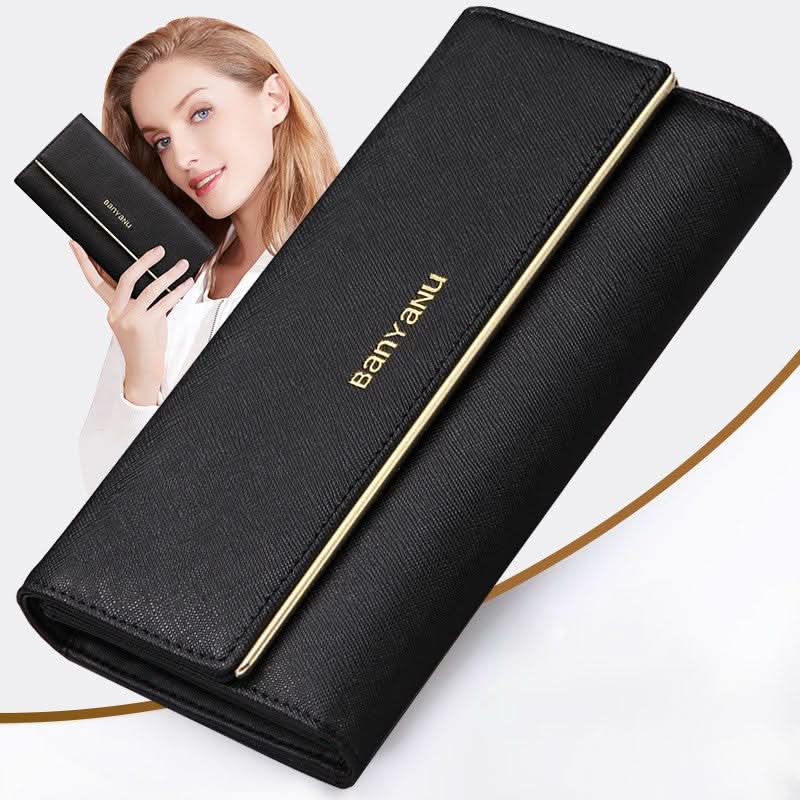 Women's Leather Anti-theft Brush Wallet. Large Capacity Multi-Card Clutch Bag!