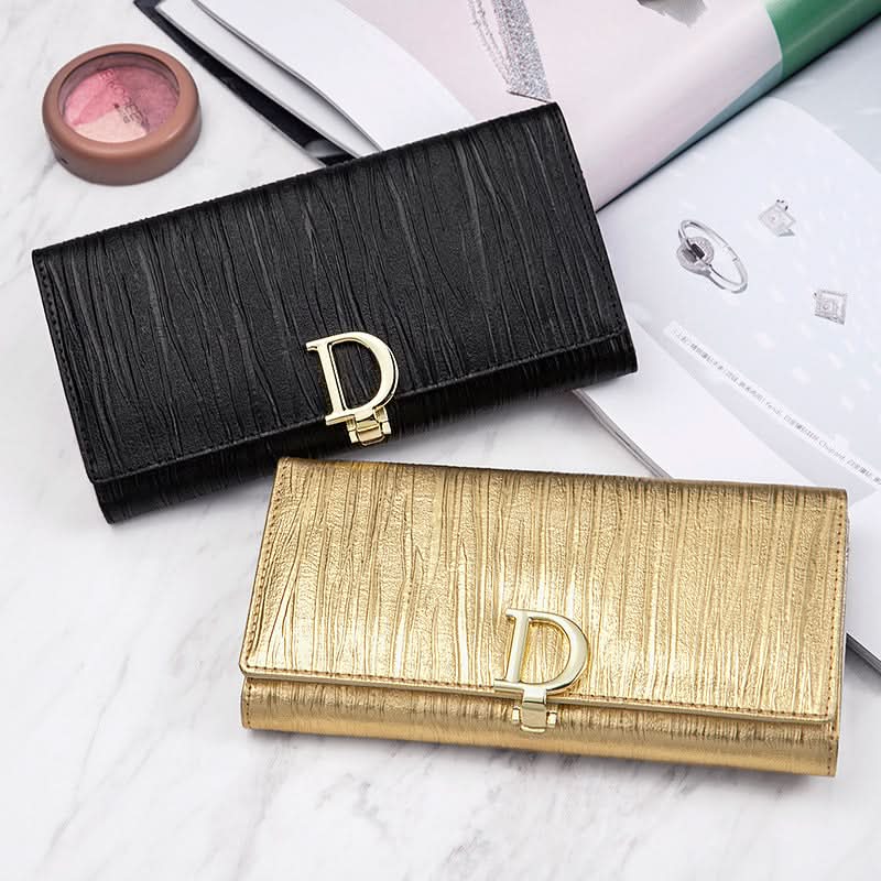 Ladies Anti-theft Brush Multi-Card Wallet, Multi-Functional Wallet, D-Buckle Genuine Leather Wallet!