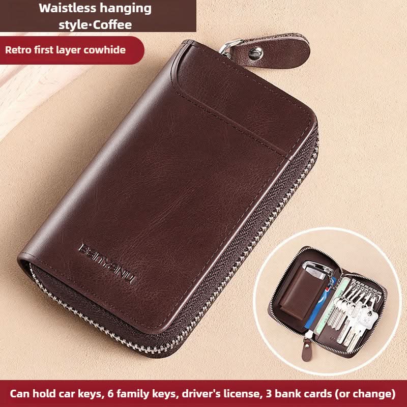 Key Bag Leather Large Capacity Key Bag Multi-function Car Key Storage Bag