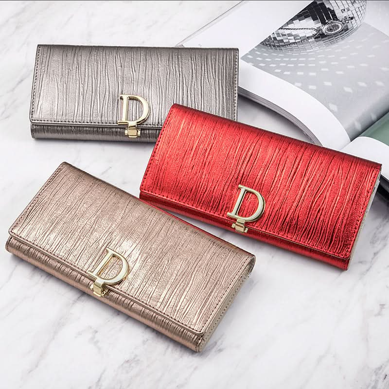 Ladies Anti-theft Brush Multi-Card Wallet, Multi-Functional Wallet, D-Buckle Genuine Leather Wallet!