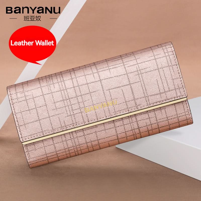 Ladies Anti-theft Brush Multi-Card Wallet, Multi-Functional Wallet, Cross Grain Genuine Leather Wallet!