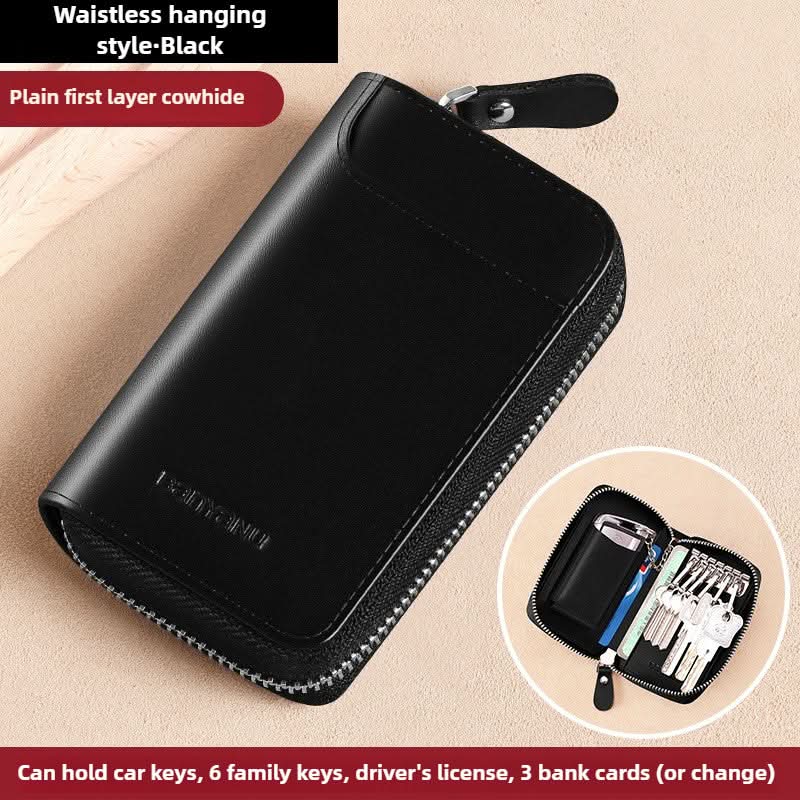 Key Bag Leather Large Capacity Key Bag Multi-function Car Key Storage Bag