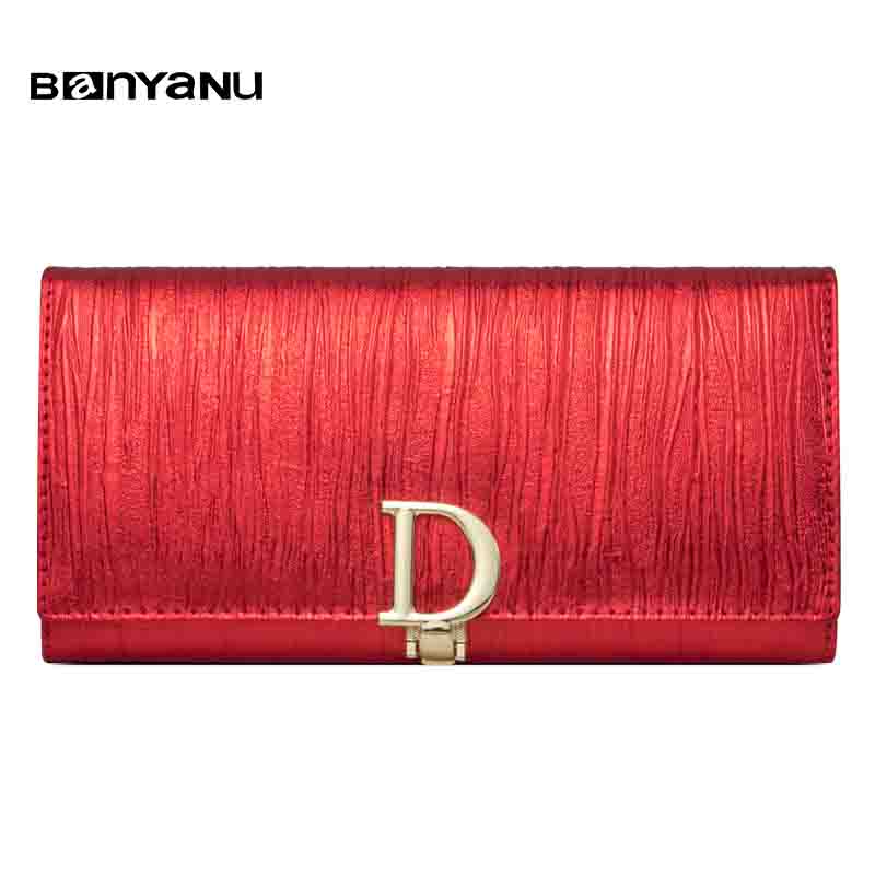 Ladies Anti-theft Brush Multi-Card Wallet, Multi-Functional Wallet, D-Buckle Genuine Leather Wallet!