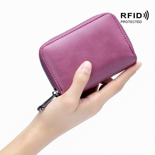Dual Zipper RFID Leather Card Wallet - DOROCHEY