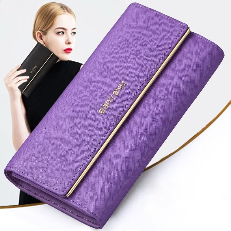 Women's Leather Anti-theft Brush Wallet. Large Capacity Multi-Card Clutch Bag!
