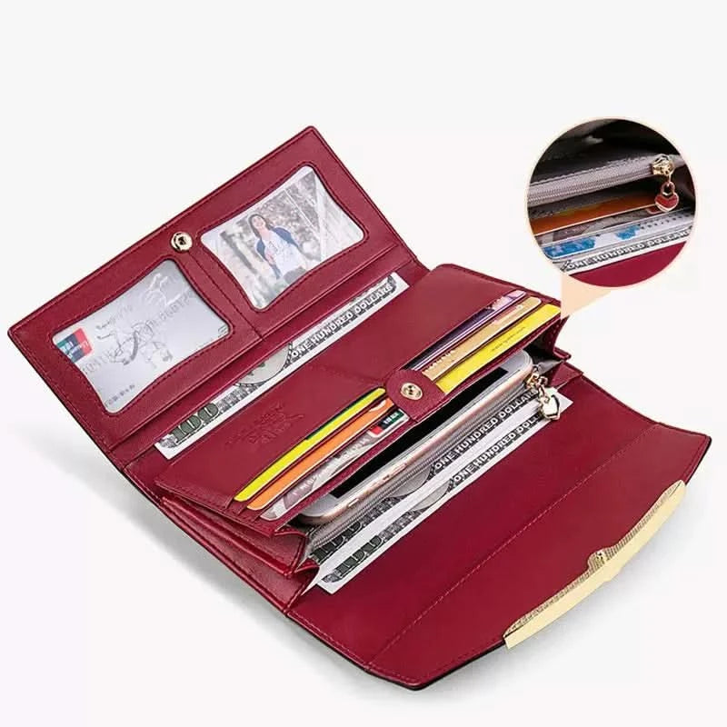 Anti-theft Swipe Bag, Multi-functional Wallet, Leather Long Clip Clutch Bag