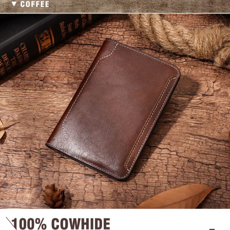 Cowhide passport case premium leather document organizer travel passport holster