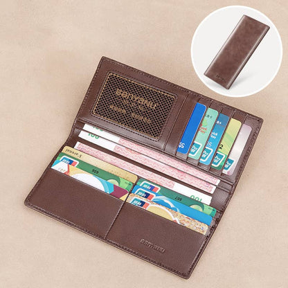 Men’s Slim Long RFID Wallet Genuine Leather