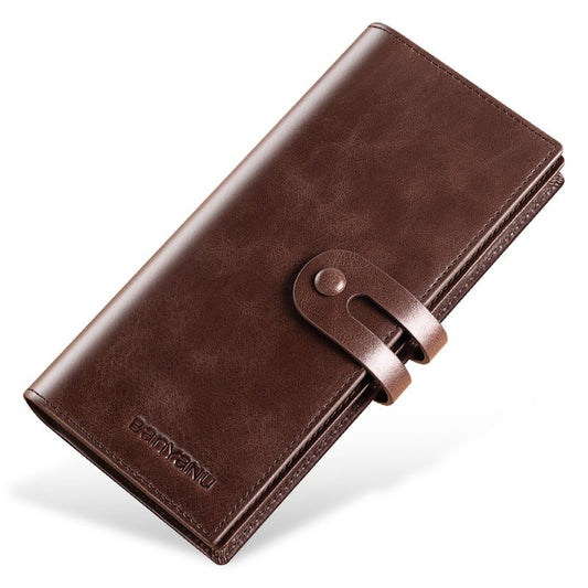Mens RFID Leather Wallet Long Clutch