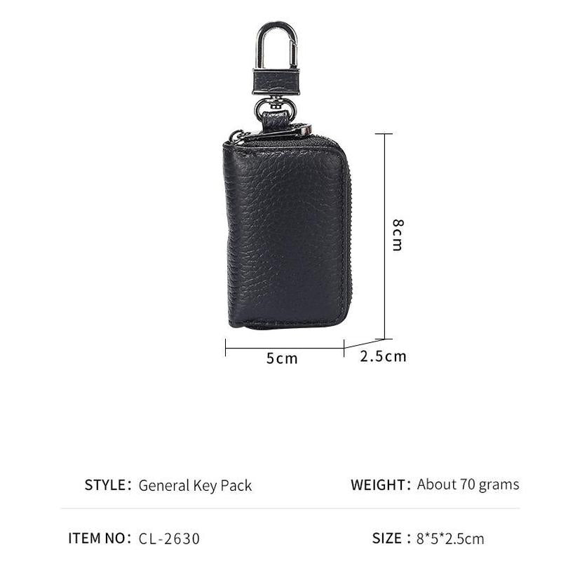 Mini Leather Car Key Holder with Zipper