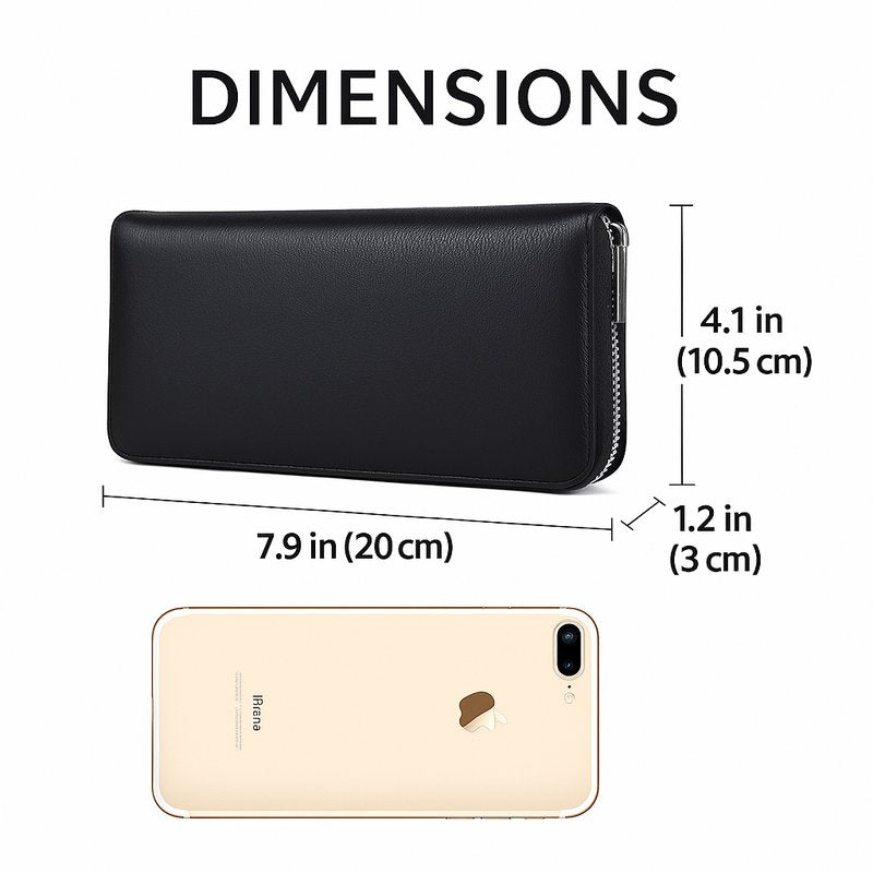 RFID Leather Accordion Long Wallet