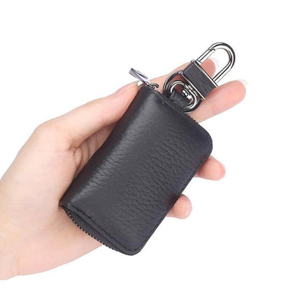 Mini Leather Car Key Holder with Zipper