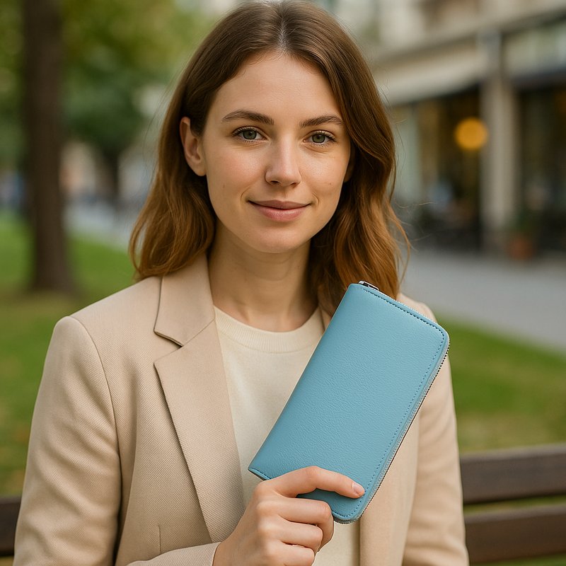 RFID Leather Accordion Long Wallet