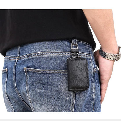 Mini Leather Car Key Holder with Zipper