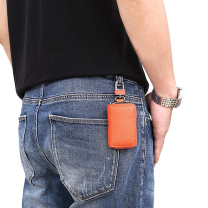 Mini Leather Car Key Holder with Zipper