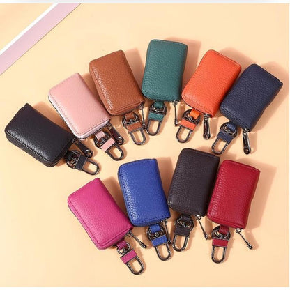 Mini Leather Car Key Holder with Zipper