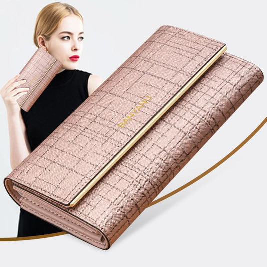 RFID Leather Trifold Wallet for Women