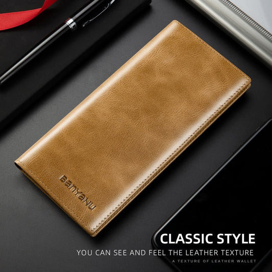 Men’s Slim Long RFID Wallet Genuine Leather