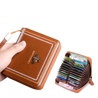 Genuine leather small card case. high-grade multi-card ID bag. small and exquisite!
