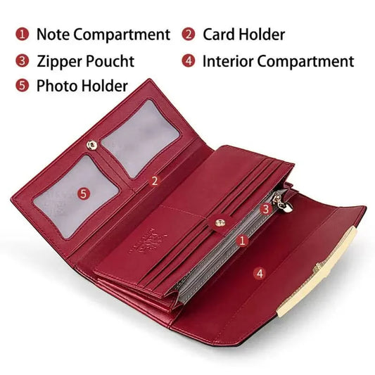 Anti-theft Swipe Bag, Multi-functional Wallet, Leather Long Clip Clutch Bag