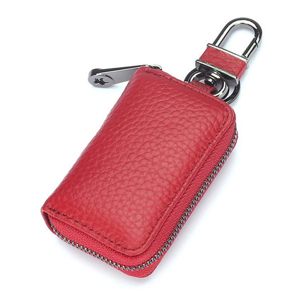 Mini Leather Car Key Holder with Zipper