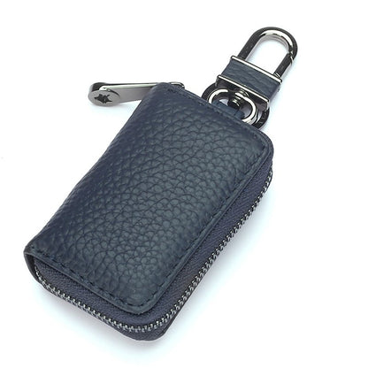 Mini Leather Car Key Holder with Zipper