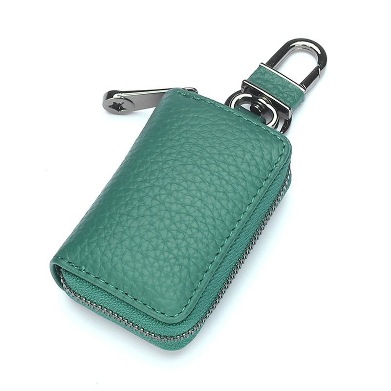 Mini Leather Car Key Holder with Zipper