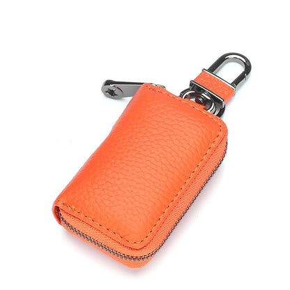 Mini Leather Car Key Holder with Zipper
