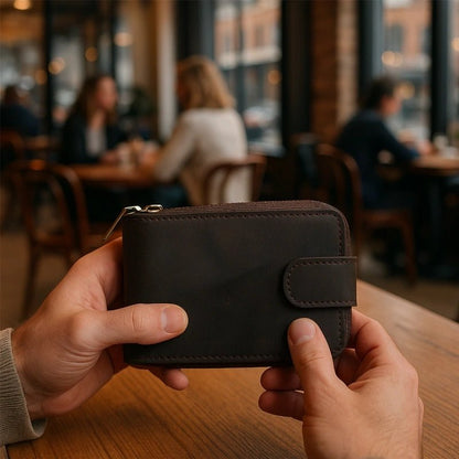 Crazy Horse Leather ID Card Holder - DOROCHEY