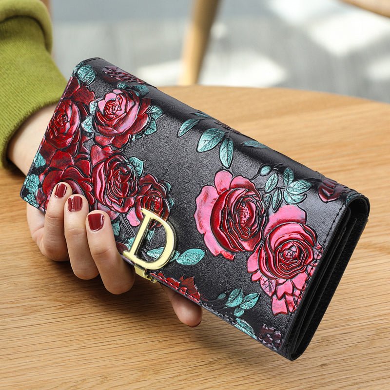 D - Ring Floral RFID Leather Wallet - DOROCHEY
