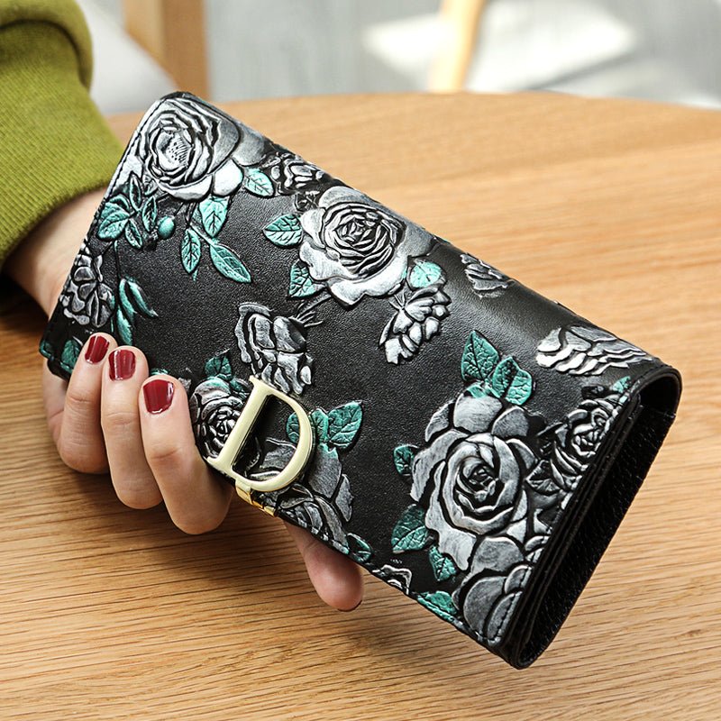 D - Ring Floral RFID Leather Wallet - DOROCHEY