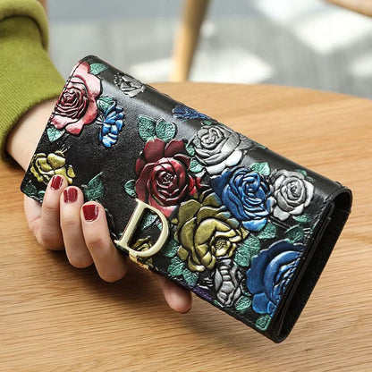 D - Ring Floral RFID Leather Wallet - DOROCHEY