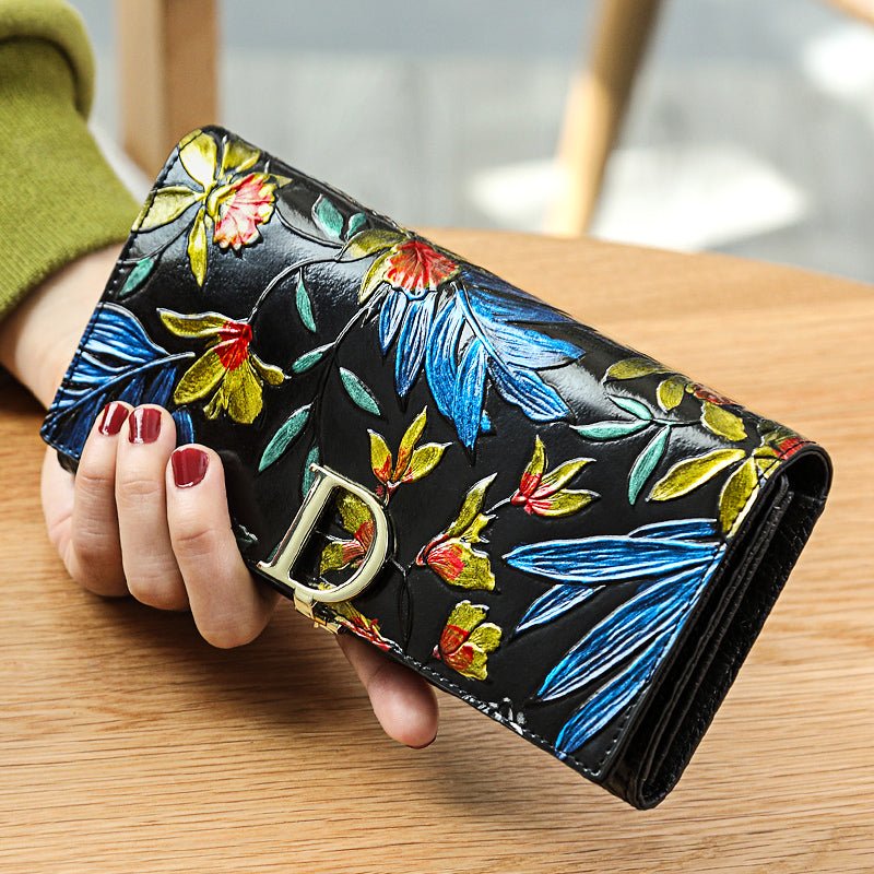 D - Ring Floral RFID Leather Wallet - DOROCHEY