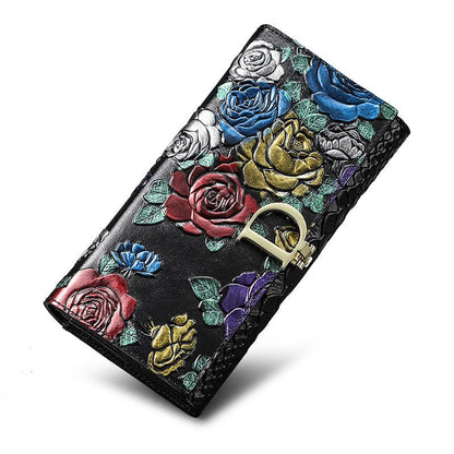 D - Ring Floral RFID Leather Wallet - DOROCHEY