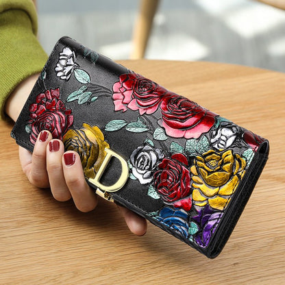 D - Ring Floral RFID Leather Wallet - DOROCHEY