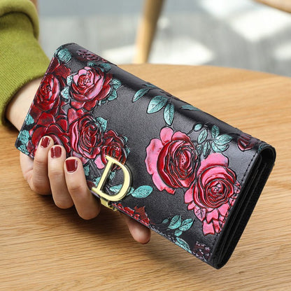 D - Ring Floral RFID Leather Wallet - DOROCHEY