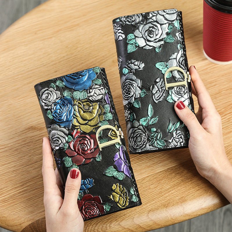 D - Ring Floral RFID Leather Wallet - DOROCHEY