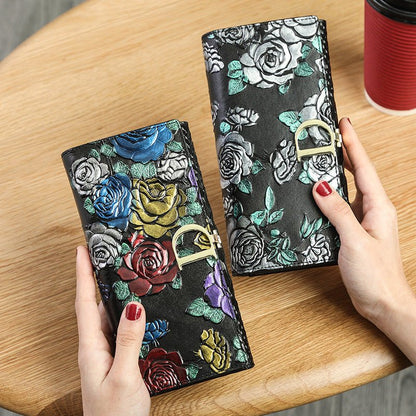 D - Ring Floral RFID Leather Wallet - DOROCHEY