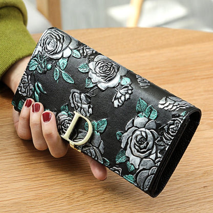 D - Ring Floral RFID Leather Wallet - DOROCHEY