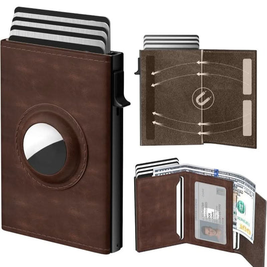 AirTag Men's Smart Wallet Card Holder RFID Shielded, Slim Carbon Fiber, Minimalist