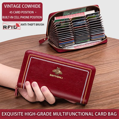 Genuine leather small card case. high-grade multi-card ID bag. small and exquisite!