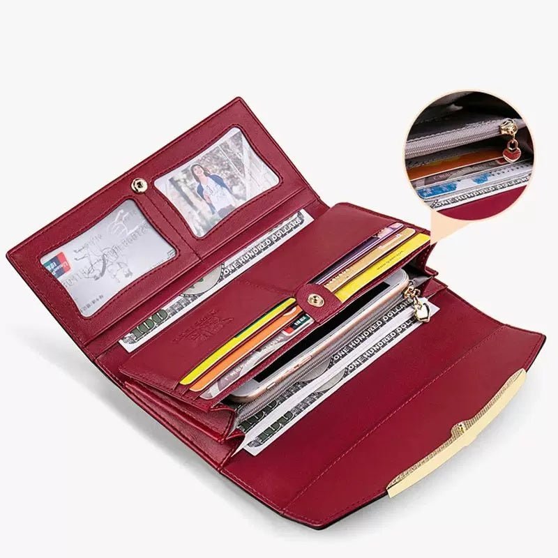 Elegant Long Leather Wallet for Women - DOROCHEY