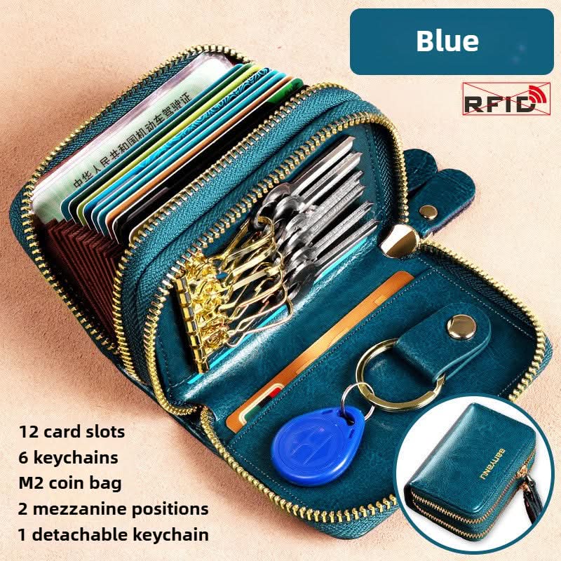 Genuine leather card holder large capacity multi - functional exquisite high - grade card bag key bag - DOROCHEY