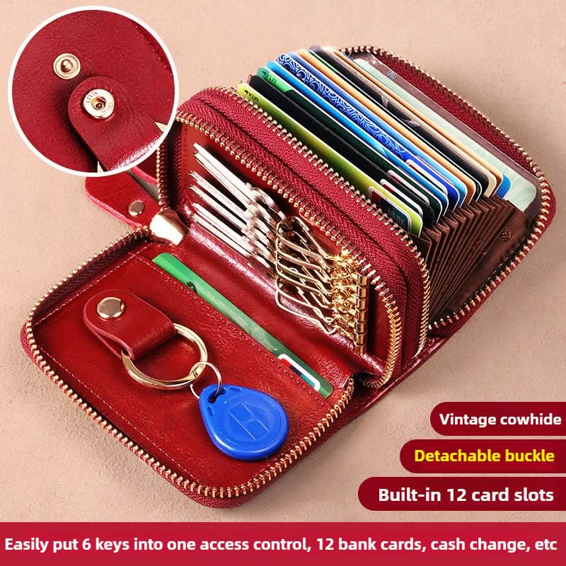 Genuine leather card holder large capacity multi - functional exquisite high - grade card bag key bag - DOROCHEY