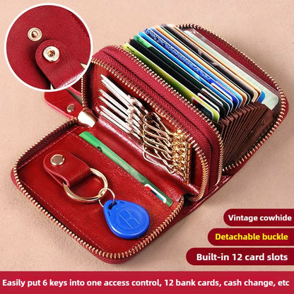 Genuine leather card holder large capacity multi - functional exquisite high - grade card bag key bag - DOROCHEY